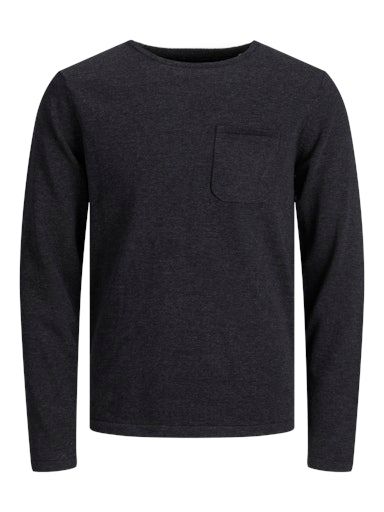 JORETHAN KNIT CREW NECK BLK L DARK-GREY-MELANGE