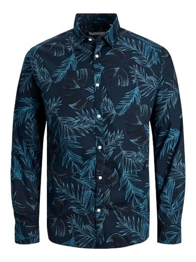 JJPLAIN CHRIS SHIRT LS L MARITIME-BLUE