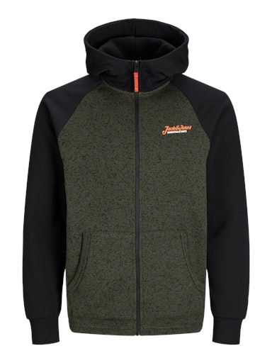 JJERIK SWEAT ZIP HOOD M Kombu-GreenPrint