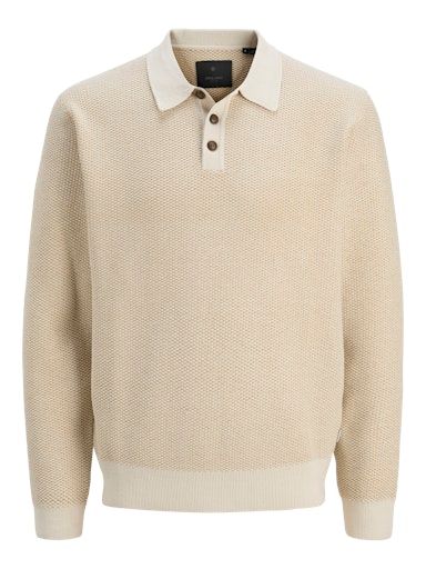 JPRBLALANCE KNIT POLO LS L Fields-Of-Rye