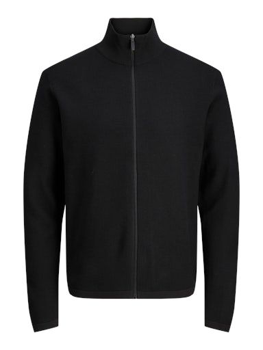 JCOSTANCE KNIT BADGE ZIP CARDIGAN L BLACK