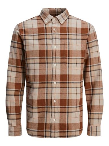 JPRBLUBROOK CHECK STRUCTURE L/S SHIRT SN L Nuthatch