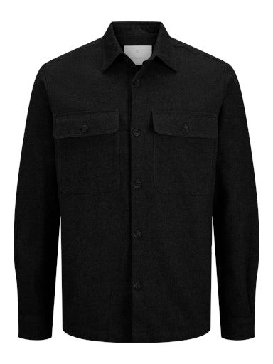 JPRRAYMOND MELANGE SOLID LS OVERSHIRT SN XS Black-Beauty