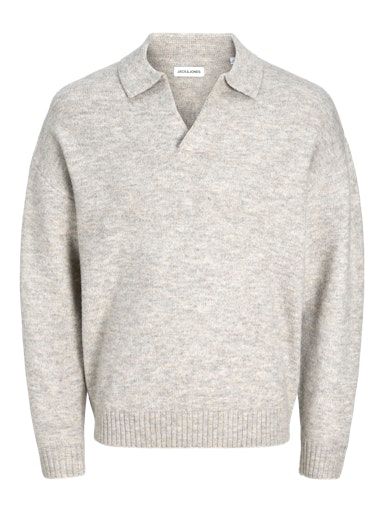 JJSOHO OLLIE KNIT SPLIT NECK LN L LIGHT-GREY-MELANGE