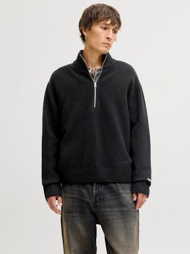 JORNORREBRO KNIT HALF ZIP SN L BLACK