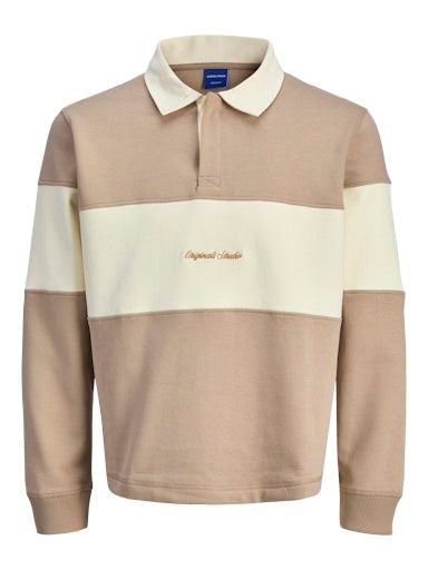 JORNORREBRO BLOCKING SWEAT POLO L Mocha-Meringue
