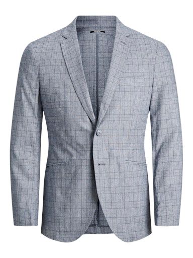 JPRRAY LINEN CHECK BLAZER 50 GREY-MELANGE-SUPER-SLIM