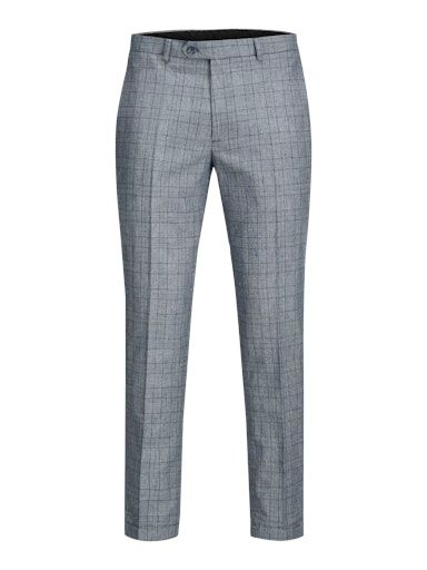 JPRRAY LINEN CHECK TROUSER 50 GREY-MELANGE-SUPER-SLIM