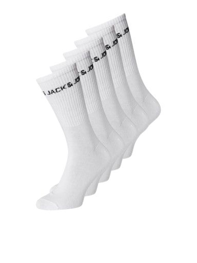 JACBASIC LOGO TENNIS SOCK 5 PACK NOOS ONESIZE WHITE