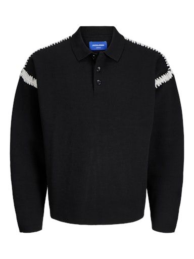 JORAUSTIN KNIT STITCH POLO STYD AW24 M BLACK