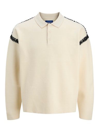 JORAUSTIN KNIT STITCH POLO STYD AW24 L Sea-Salt