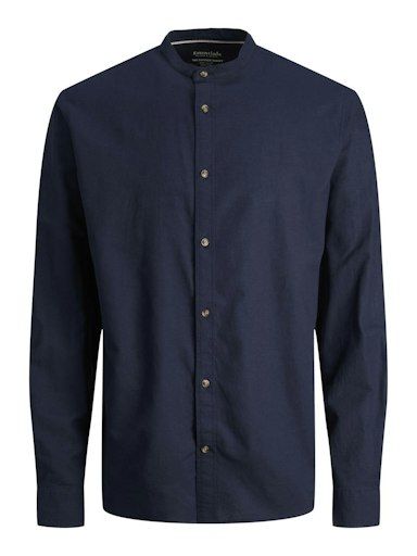 JJESUMMER BAND LINEN BLEND SHIRT LS SN S NAVY-BLAZER