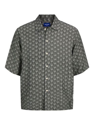 JORMARSHALL ISLINGTON AOP SHIRT SS SN L BLACK