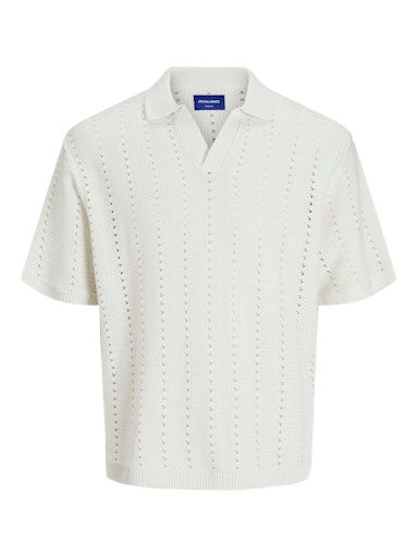 JORPAROS KNIT EASTER SS CROCHET POLO L Sea-Salt