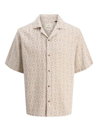 JPRBLUVINCENT PRINT RESORT S/S SHIRT SN L OATMEAL