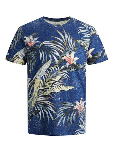 JORELI ORGANIC AOP TEE SS CREW NECK M BLUE-DEPTHS