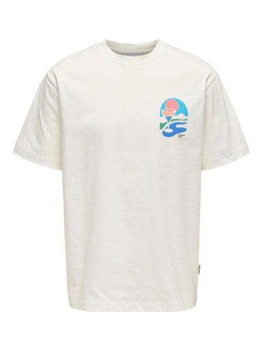ONSPALM DAYS PRINT RLX SS TEE L CLOUD-DANCER