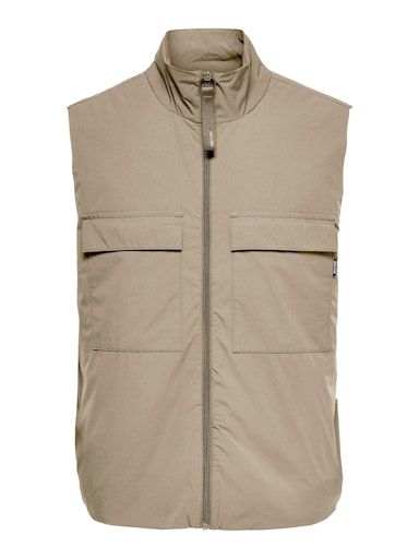 ONSSHEPARD NYLON POCKET VEST XS CHINCHILLA