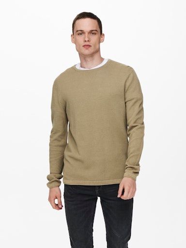 ONSPANTER REG 12 STRUC CREW KNIT NOOS XL CHINCHILLA