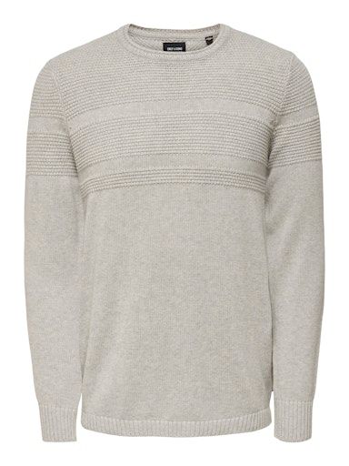 ONSBACE LS CREW KNIT XL LIGHT-GREY-MELANGE