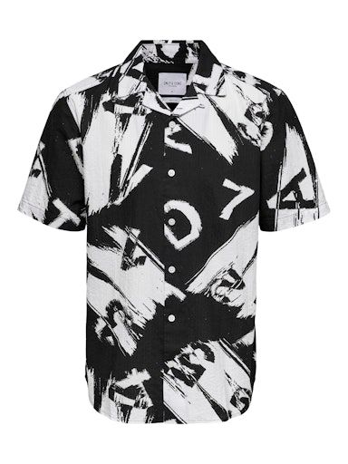 ONSKEN LIFE SS SEERSUCKER REG AOP SHIRT XS NEW-NAVY