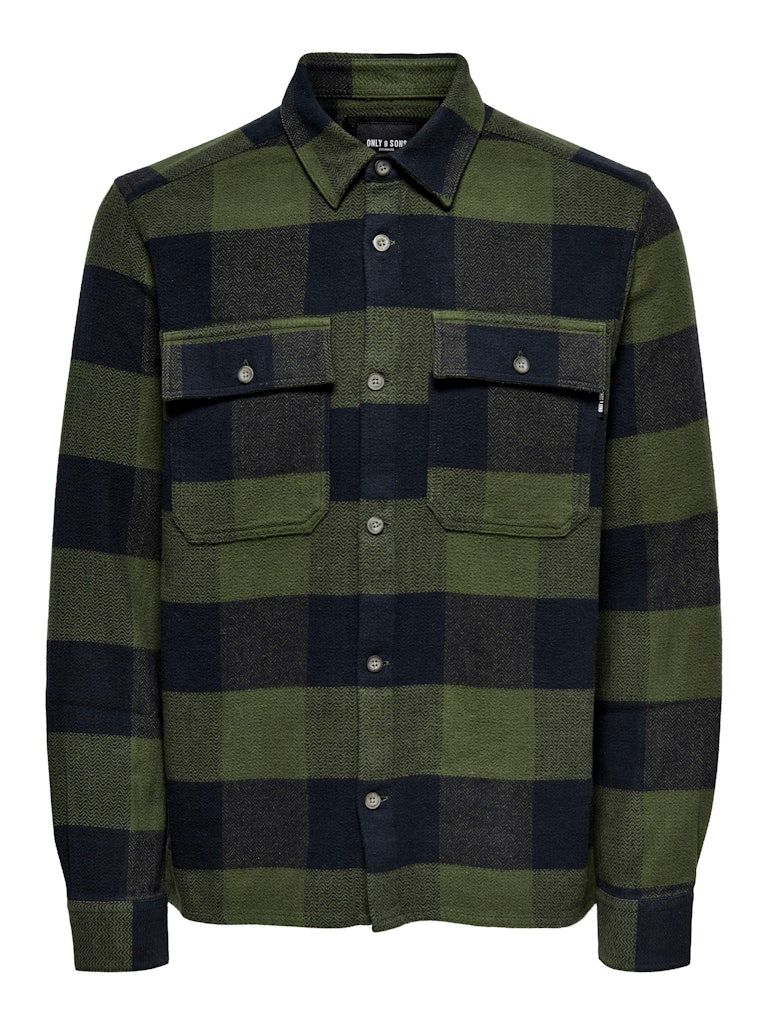 قميص فانيلا طويل الأكمام من ONSSCOTT باللون الزيتوني الداكن