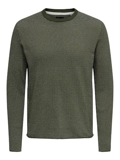 ONSNIGUEL REG 12  STRIPE CREW KNIT L PEAT