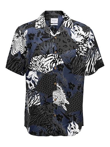 ONSANIMAL LIFE SS VISCOSE AOP REG SHIRT S DRESS-BLUES