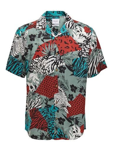 ONSANIMAL LIFE SS VISCOSE AOP REG SHIRT XS NEW-NAVY