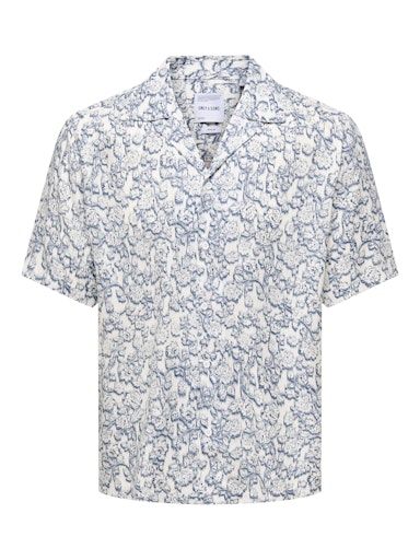 ONSDASH LIFE REG AOP SS RESORT SHIRT L CLOUD-DANCER
